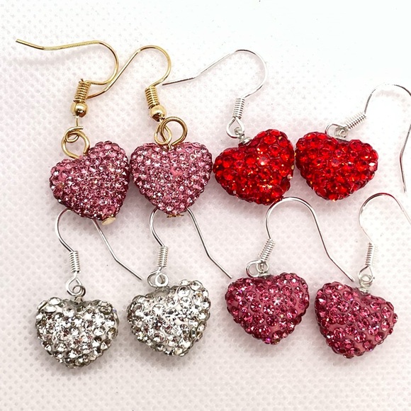 NIP! Set! Sparkling Pink Heart Earring & Necklace! Sparkling Pink Rhinestones! - Picture 13 of 14